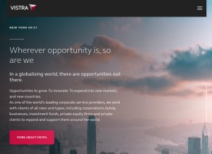 How vistra.com looks like on a tablet such as an iPad.