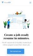 How visualcv.com looks like on a mobile device such as an iPhone.