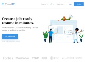 How visualcv.com looks like on a tablet such as an iPad.
