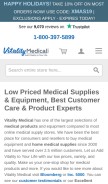 How vitalitymedical.com looks like on a mobile device such as an iPhone.