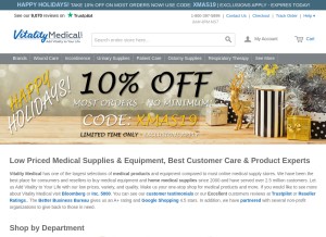 How vitalitymedical.com looks like on a tablet such as an iPad.