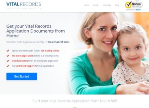 How vitalrecordsonline.com looks like on a tablet such as an iPad.