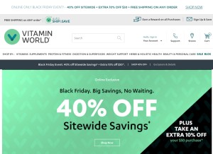 How vitaminworld.com looks like on a tablet such as an iPad.