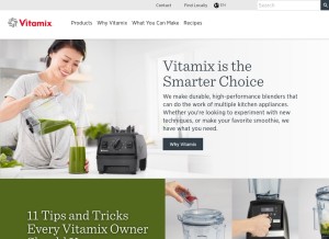 How vitamix.com looks like on a tablet such as an iPad.