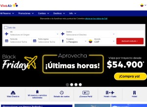 How vivaair.com looks like on a tablet such as an iPad.