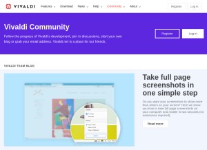 How vivaldi.net looks like on a tablet such as an iPad.