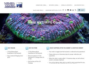 How vividaquariums.com looks like on a tablet such as an iPad.