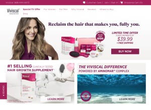 How viviscal.com looks like on a tablet such as an iPad.