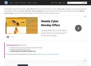 How vivoliker.com looks like on a tablet such as an iPad.