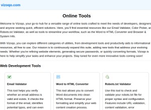 How vizoqo.com looks like on a tablet such as an iPad.