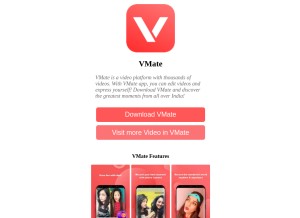 How vmate.com looks like on a tablet such as an iPad.