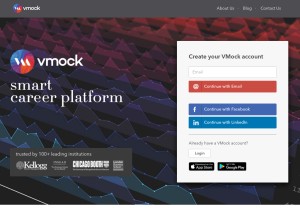 How vmock.com looks like on a tablet such as an iPad.