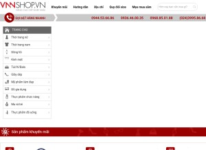 How vnnshop.vn looks like on a tablet such as an iPad.