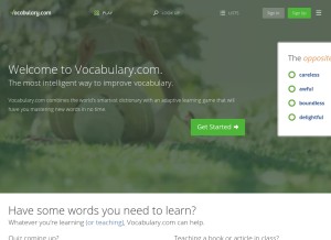 How vocab.com looks like on a tablet such as an iPad.
