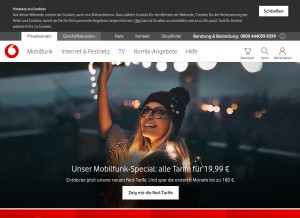 How vodafone.de looks like on a tablet such as an iPad.