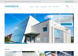 How voestalpine.com looks like on a tablet such as an iPad.