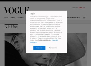 How vogue.com looks like on a tablet such as an iPad.