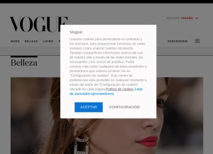 How vogue.es looks like on a tablet such as an iPad.