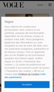 How vogue.fr looks like on a mobile device such as an iPhone.