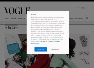 How vogue.fr looks like on a tablet such as an iPad.