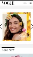 How vogue.in looks like on a mobile device such as an iPhone.