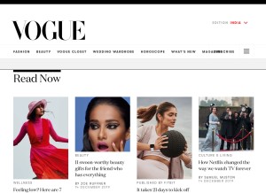 How vogue.in looks like on a tablet such as an iPad.