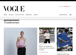 How vogue.mx looks like on a tablet such as an iPad.