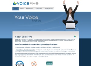How voicefive.com looks like on a tablet such as an iPad.
