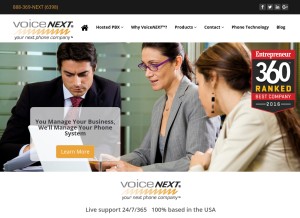 How voicenext.com looks like on a tablet such as an iPad.