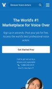 How voices.com looks like on a mobile device such as an iPhone.