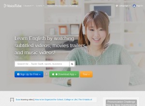 How voicetube.com looks like on a tablet such as an iPad.