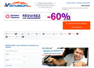 How voiture24.ma looks like on a tablet such as an iPad.