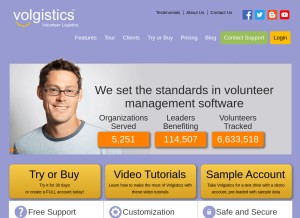 How volgistics.com looks like on a tablet such as an iPad.