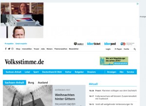 How volksstimme.de looks like on a tablet such as an iPad.