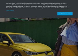 How volkswagen.de looks like on a tablet such as an iPad.