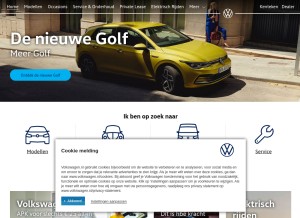 How volkswagen.nl looks like on a tablet such as an iPad.
