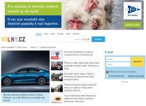 How volny.cz looks like on a tablet such as an iPad.
