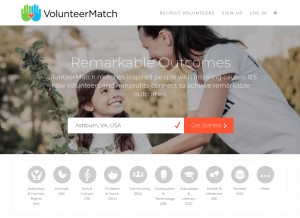How volunteermatch.org looks like on a tablet such as an iPad.