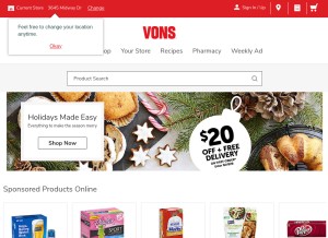 How vons.com looks like on a tablet such as an iPad.