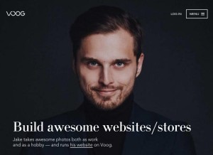 How voog.com looks like on a tablet such as an iPad.