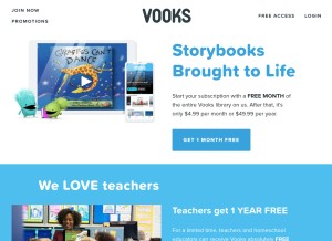 How vooks.com looks like on a tablet such as an iPad.