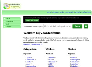 How voordeelmuis.nl looks like on a tablet such as an iPad.