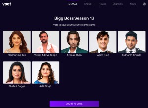 How voot.com looks like on a tablet such as an iPad.
