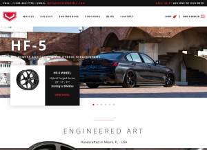 How vossenwheels.com looks like on a tablet such as an iPad.