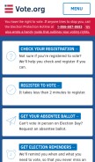 How vote.org looks like on a mobile device such as an iPhone.
