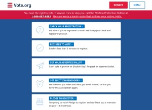 How vote.org looks like on a tablet such as an iPad.
