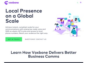 How voxbone.com looks like on a tablet such as an iPad.