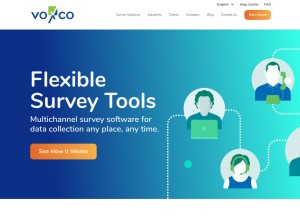 How voxco.com looks like on a tablet such as an iPad.