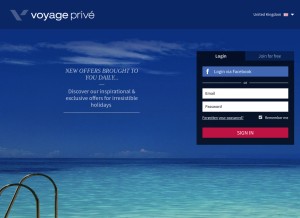 How voyageprive.com looks like on a tablet such as an iPad.