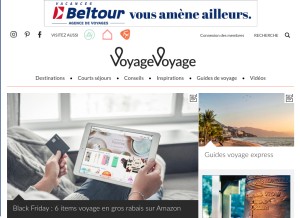 How voyagevoyage.ca looks like on a tablet such as an iPad.